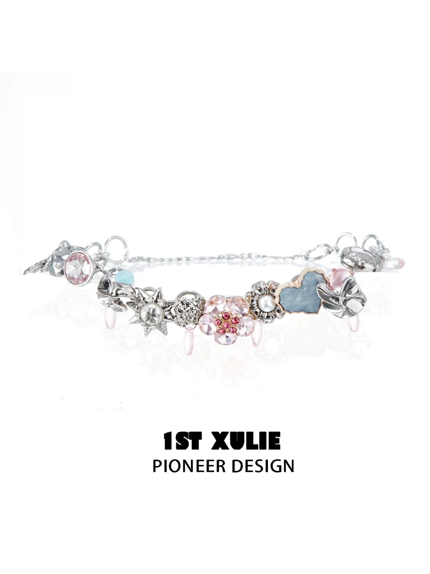 1STXULIE dopamine choker necklace featuring colorful floral charms and beads for a trendy look