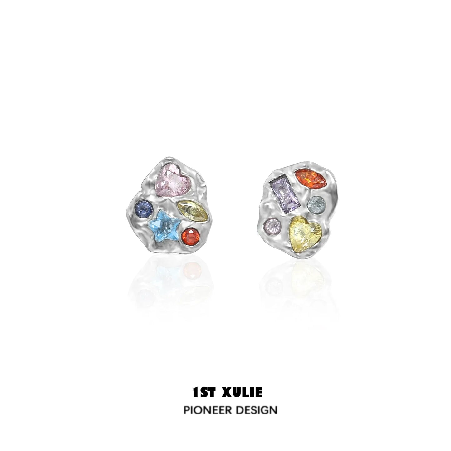 Dopamine earrings colorful studs with unique gem shapes for a lively accessory look