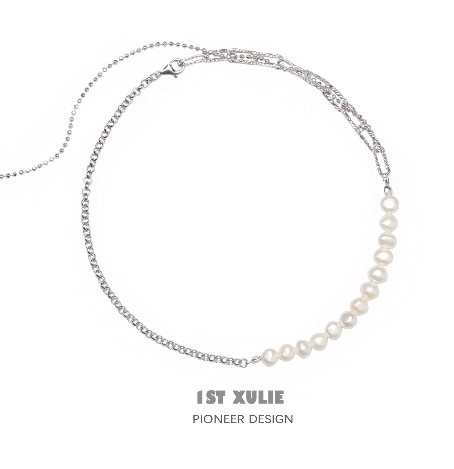 1ST XULIE Pearl Fringe Collarbone Chain Necklace with Elegant Pearl Detailing
