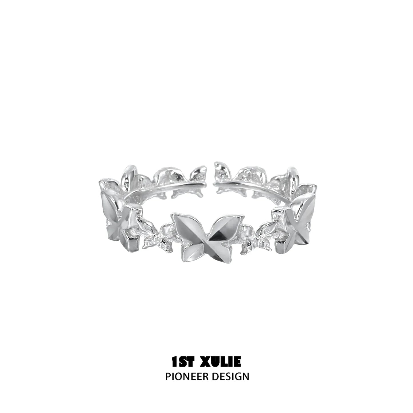 Punk butterfly silver ring featuring a unique butterfly design for a stylish look