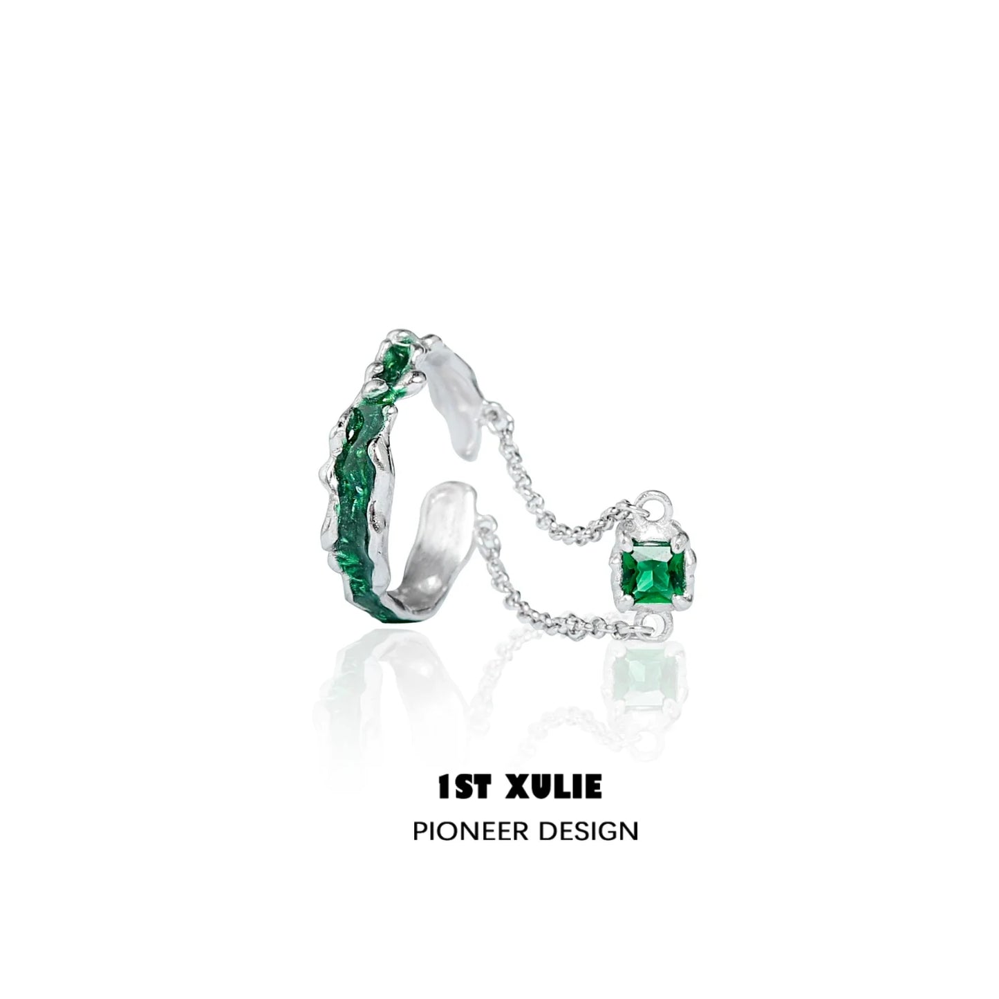 Slytherin inspired green snake ring with a sleek design and sparkling green accents
