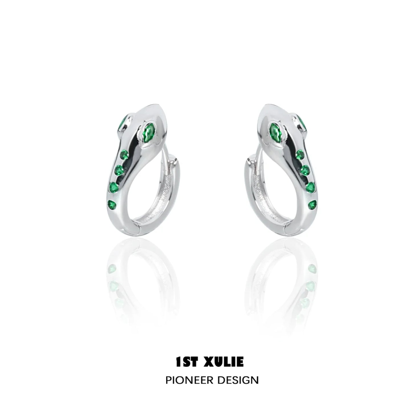 Slytherin snake earrings in silver with green accents for a stylish look