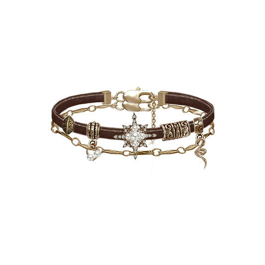 Star Glow Zircon Leather Bracelet