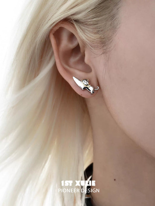 Cute Kitchen Cat Puppy Stud Earrings