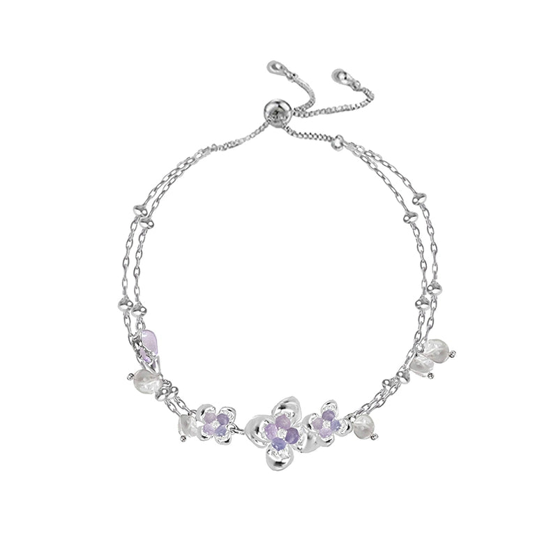 Purple Flower Pearl Bracelet