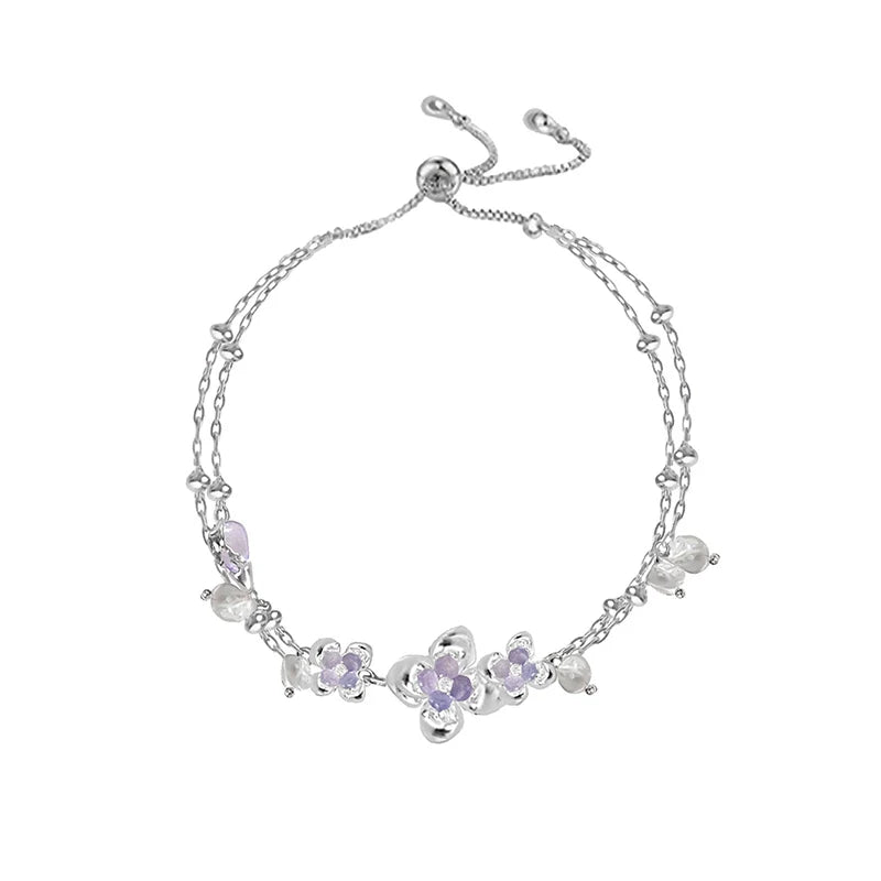 Purple Flower Pearl Bracelet