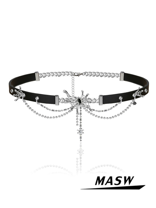 Hip Hop Spider Leather Choker