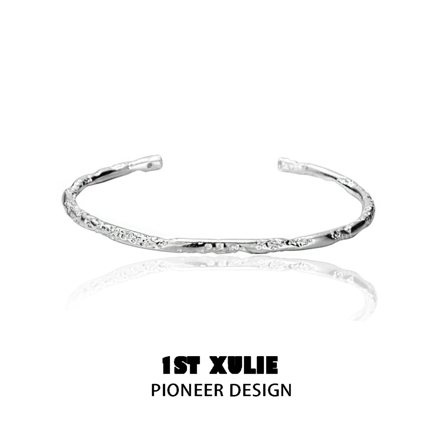 Minimalist Textured Silver Bracelet