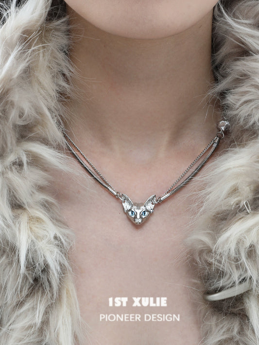 Sweet Cool Cat Clavicle Necklace