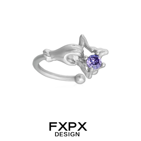 Mystic Hand Amethyst Ear Cuff