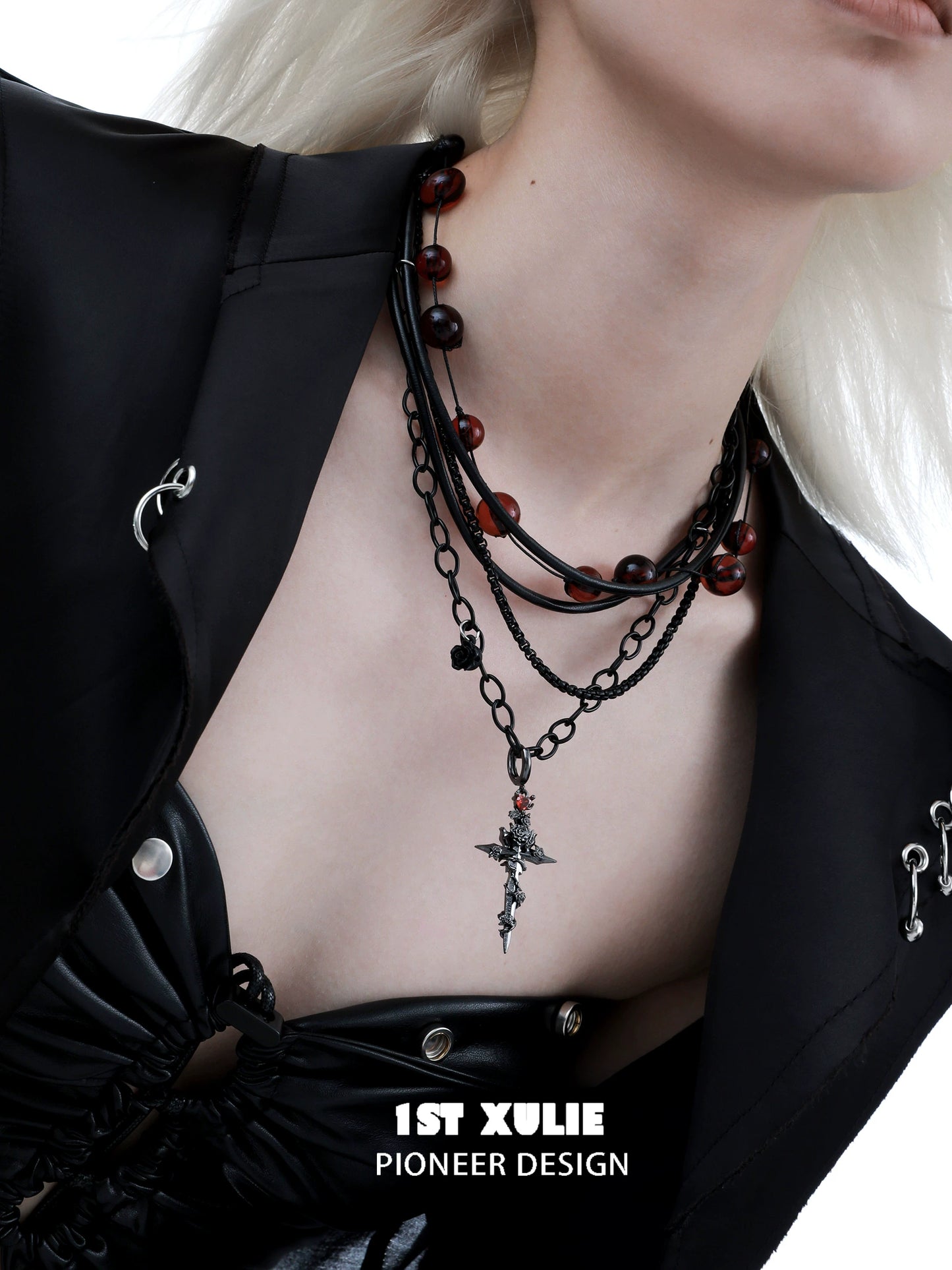 Gothic Dark Cross Double-layer Necklace