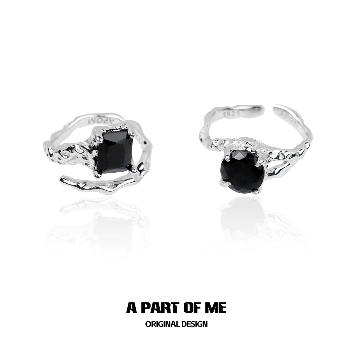 Midnight Gem Couple Rings