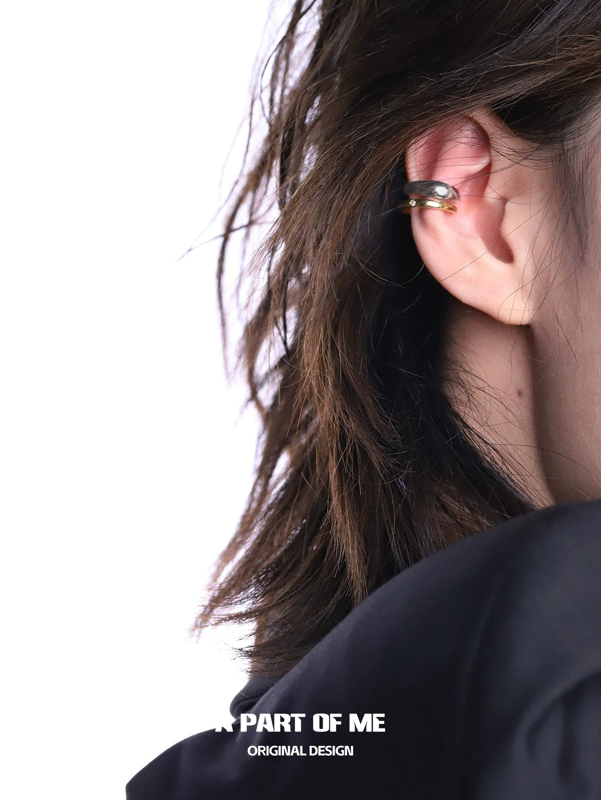 Two-Tone Diamond Accent Ear Clips