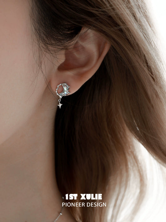 Blue Moonlit Silver Earrings