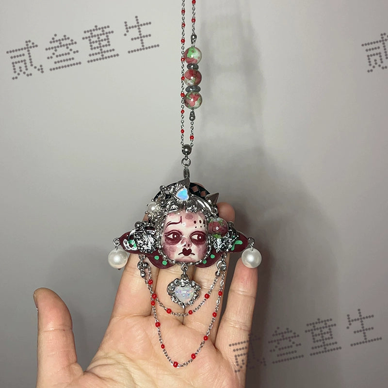 Necklaces-Ersan Tongsheng Original Heavy Industry Long Beaded Fun Brooch Necklace Dual-purpose Round Bead Necklace Same for Men and Women