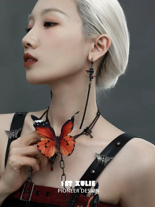 Y2K Butterfly Lamp Tassel Earrings