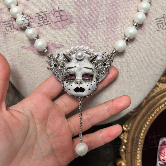 Necklaces-Ersan Tongsheng Original Design Dark Subculture Punk Style Imitation Treasure Sweater Chain Necklace Niche