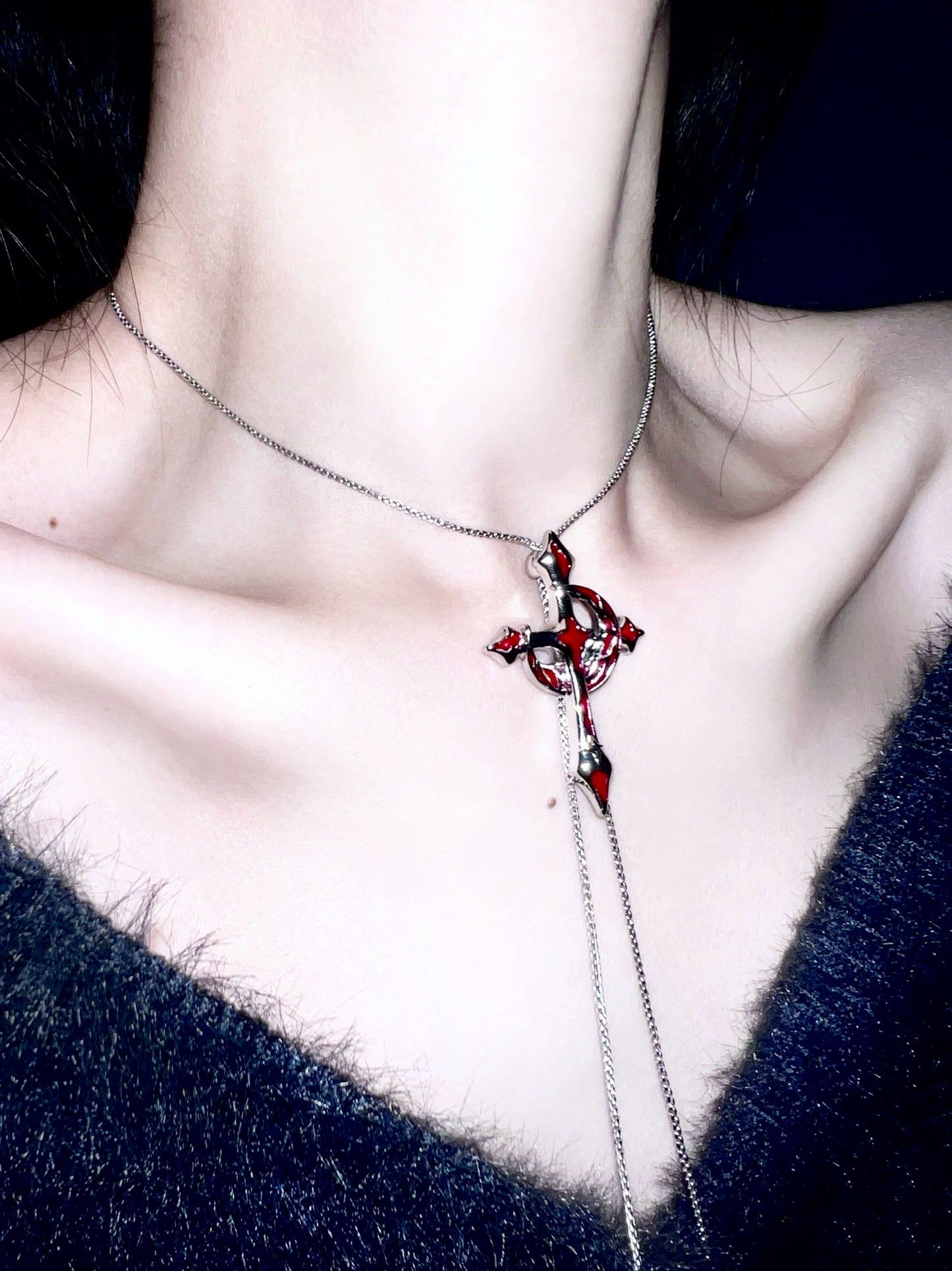 "Blood Moon Cross" Gothic Necklace