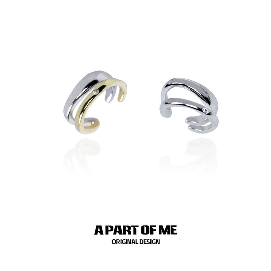 Two-Tone Diamond Accent Ear Clips