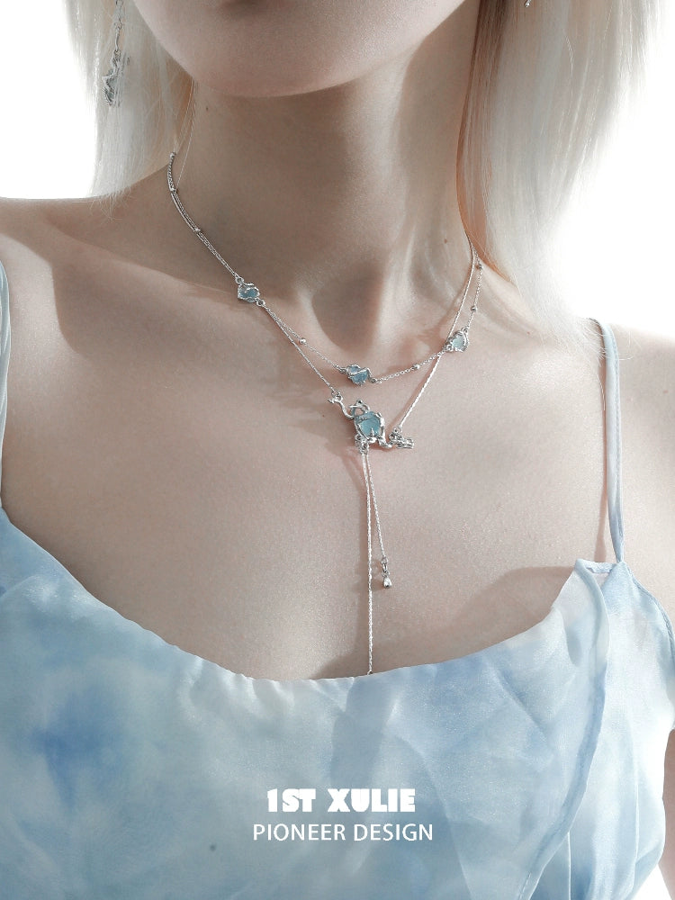 Lake Light Moon Double Necklace