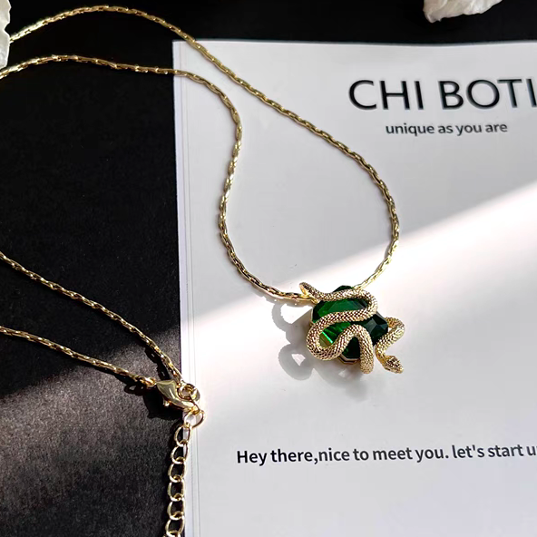 "Slytherin House" Emerald Necklace