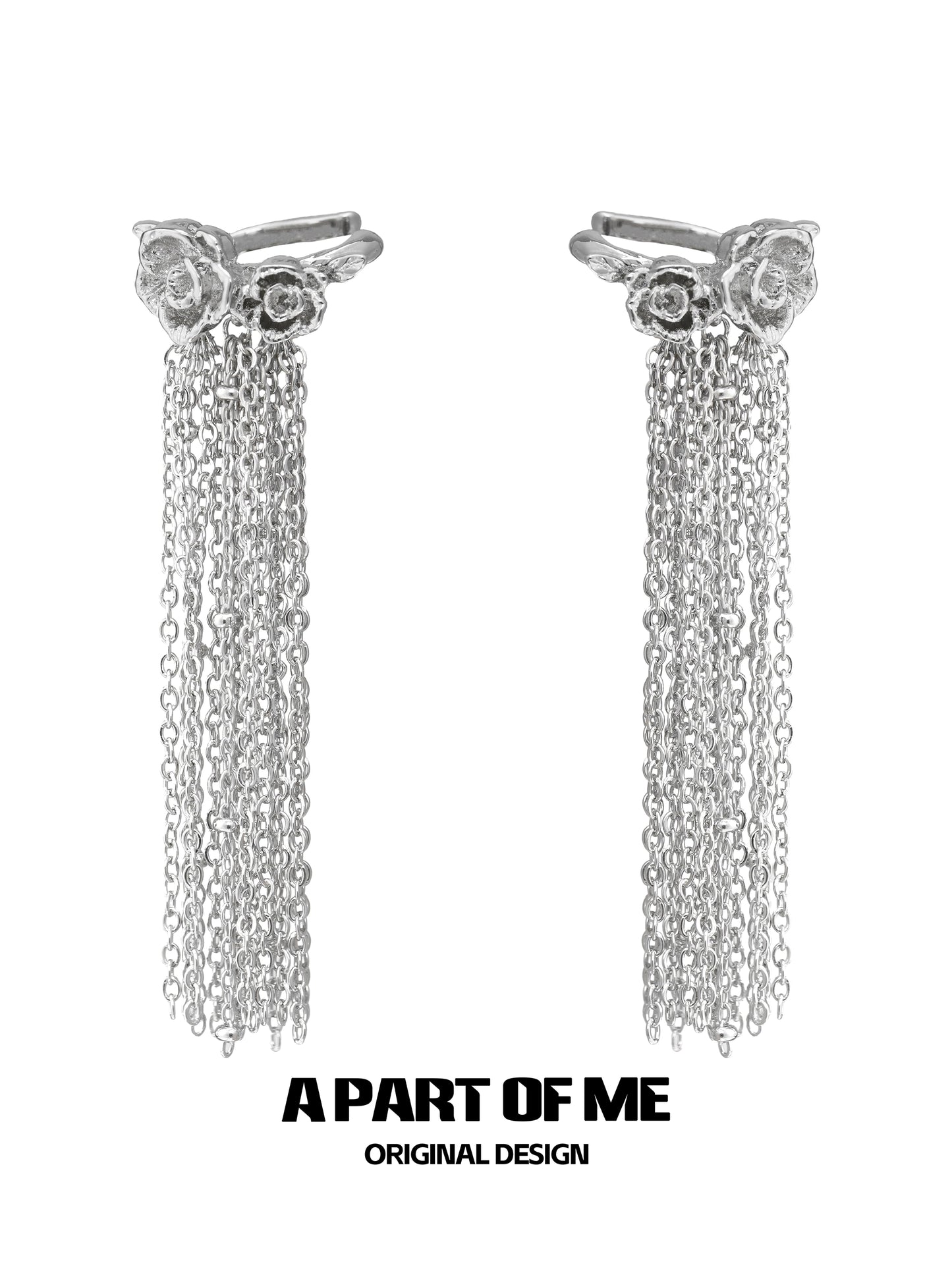 Floral Heart Fringe Ear Cuffs