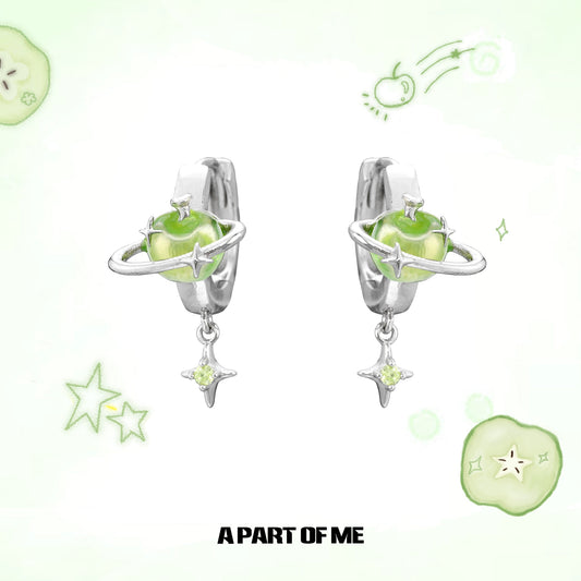 Green Apple Planet Earrings