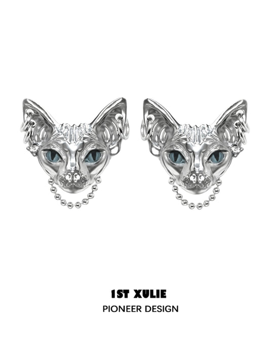 Y2K Peeping Cat Chain Earrings
