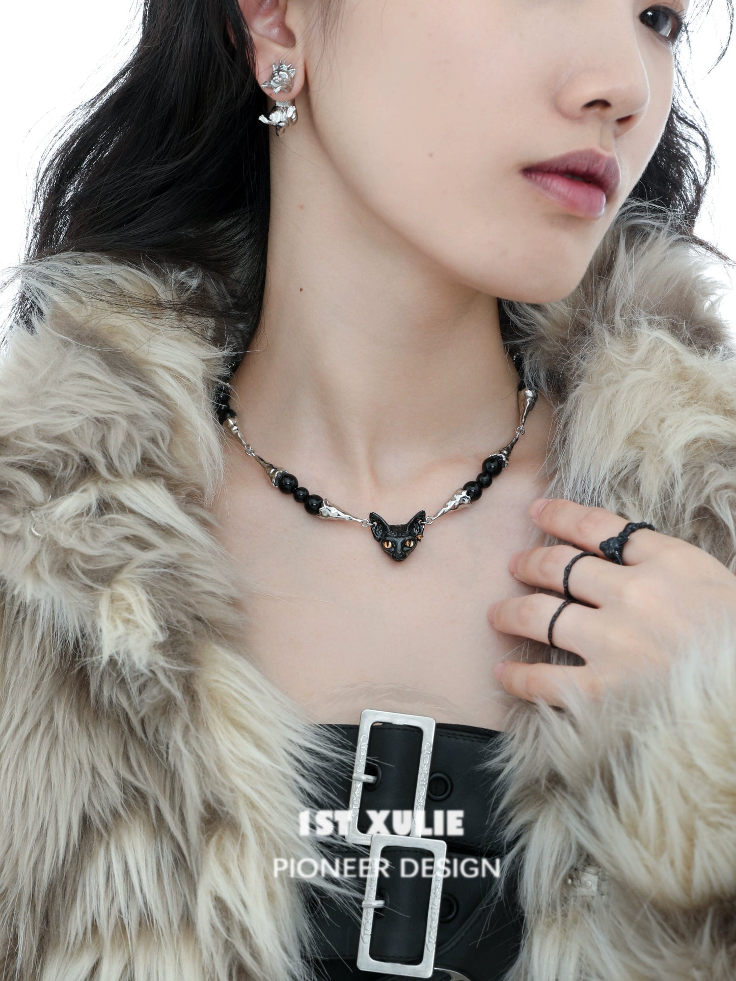 Mystic Black Cat Collarbone Necklace