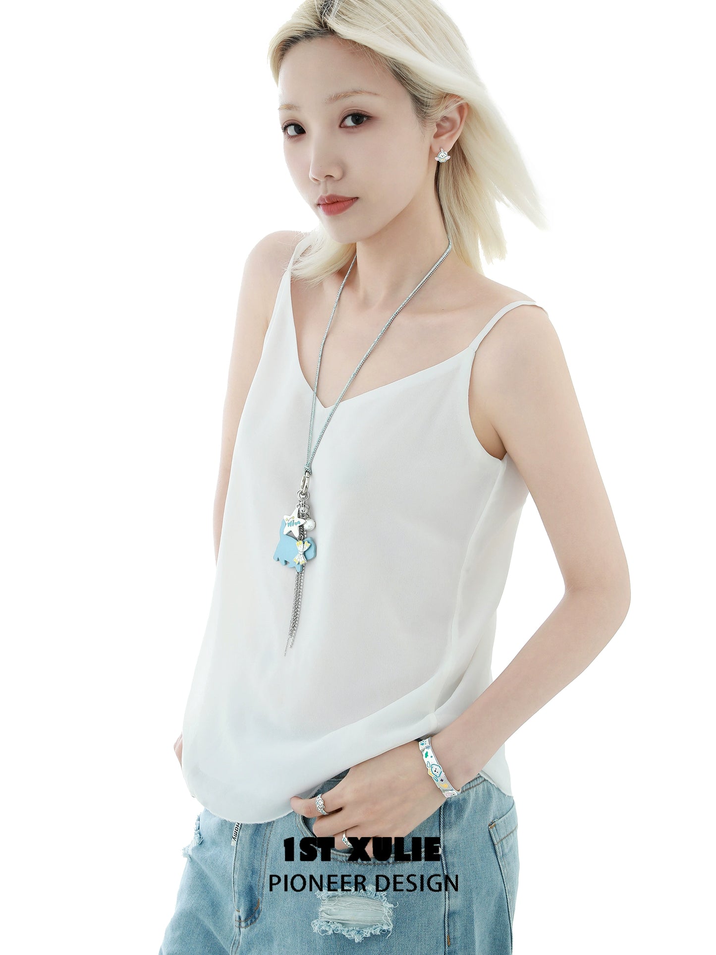 Blue Cat Keychain Necklace