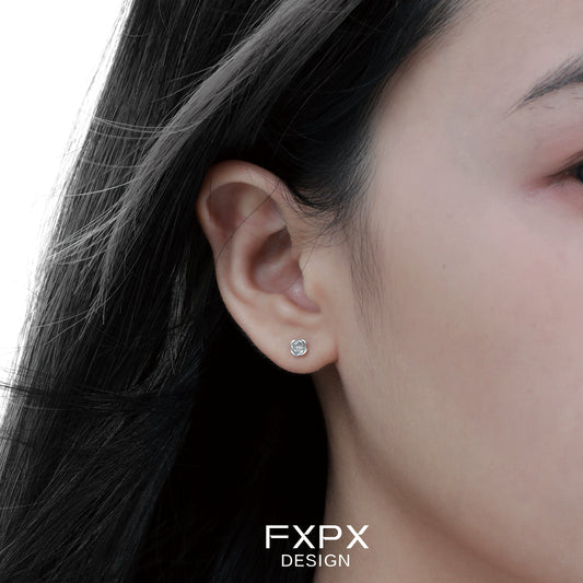 Minimal  Rose Silver Earrings