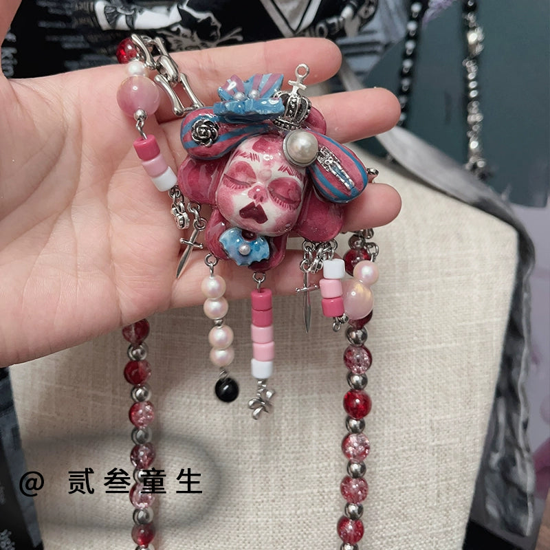 Necklaces-Ersan Tongsheng Original Handmade Cross Necklace Female Niche Gothic Design Sweet Cool Y2K Wind Pendant Cute Spice Girl