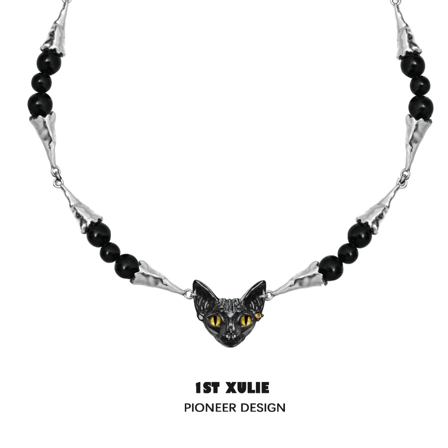 Mystic Black Cat Collarbone Necklace