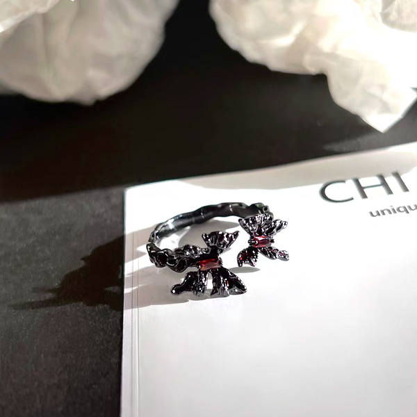 "Twin Butterfly" Red Zircon Ring