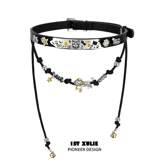 Y2K Cute Kitty Leather Necklace