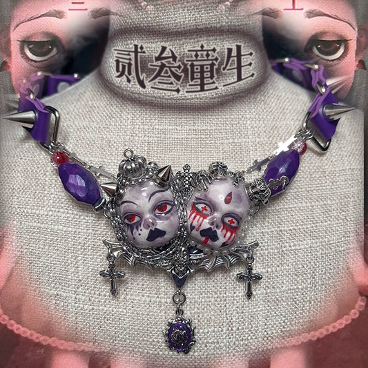 Choker-Ersan Tongsheng original niche personality design dark subculture punk style y2k dark babes choker chain