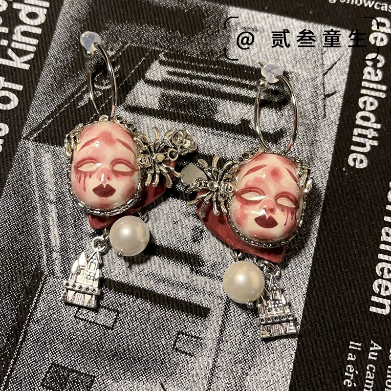 Earrings & Ear Cuffs-Ersan Tongsheng Original Handmade Dark Wind Niche Design High Sense Punk Rock Cute Sweet Spicy Doll Earrings