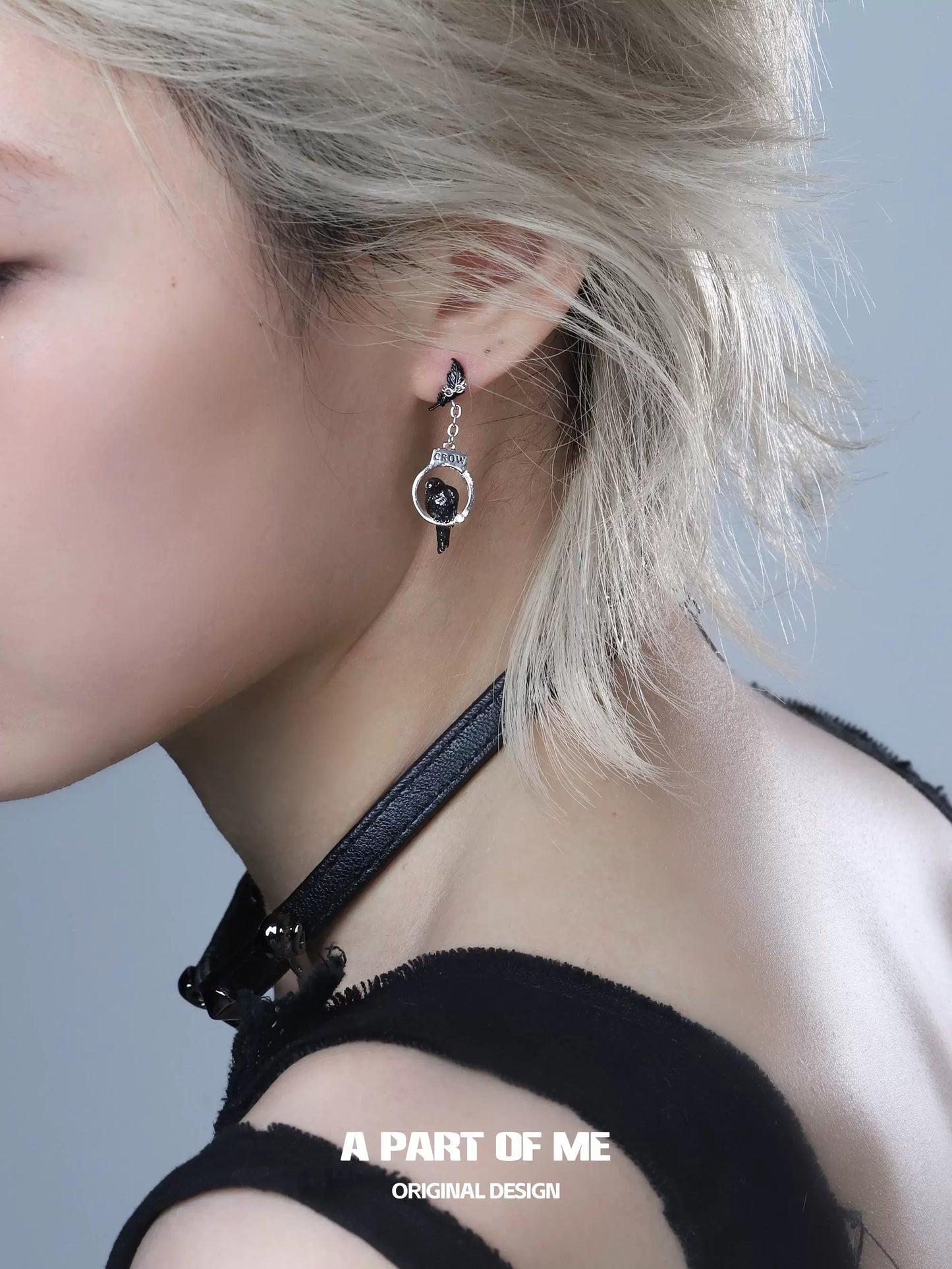 Gothic Crow Handcuff Earrings