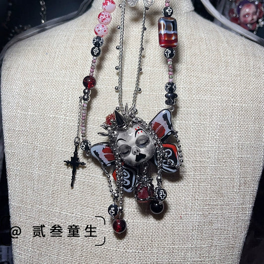 Necklaces-Ersan Tongsheng Original Butterfly Gothic Punk Subculture Niche Does Not Fade Cool Spice Girl Necklace Accessories Female
