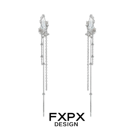 Y2K Chill Tassel Silver Earrings