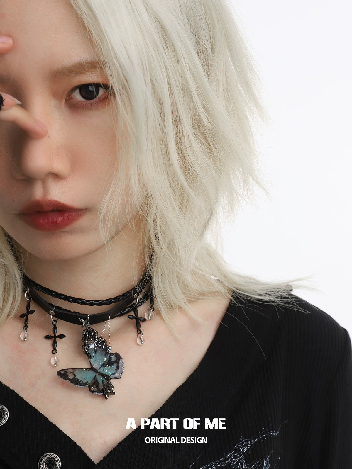 Blue Butterfly Leather Necklace