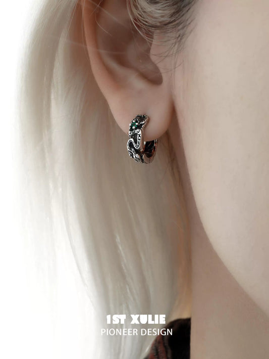 Y2K Black Snake Texture Earrings