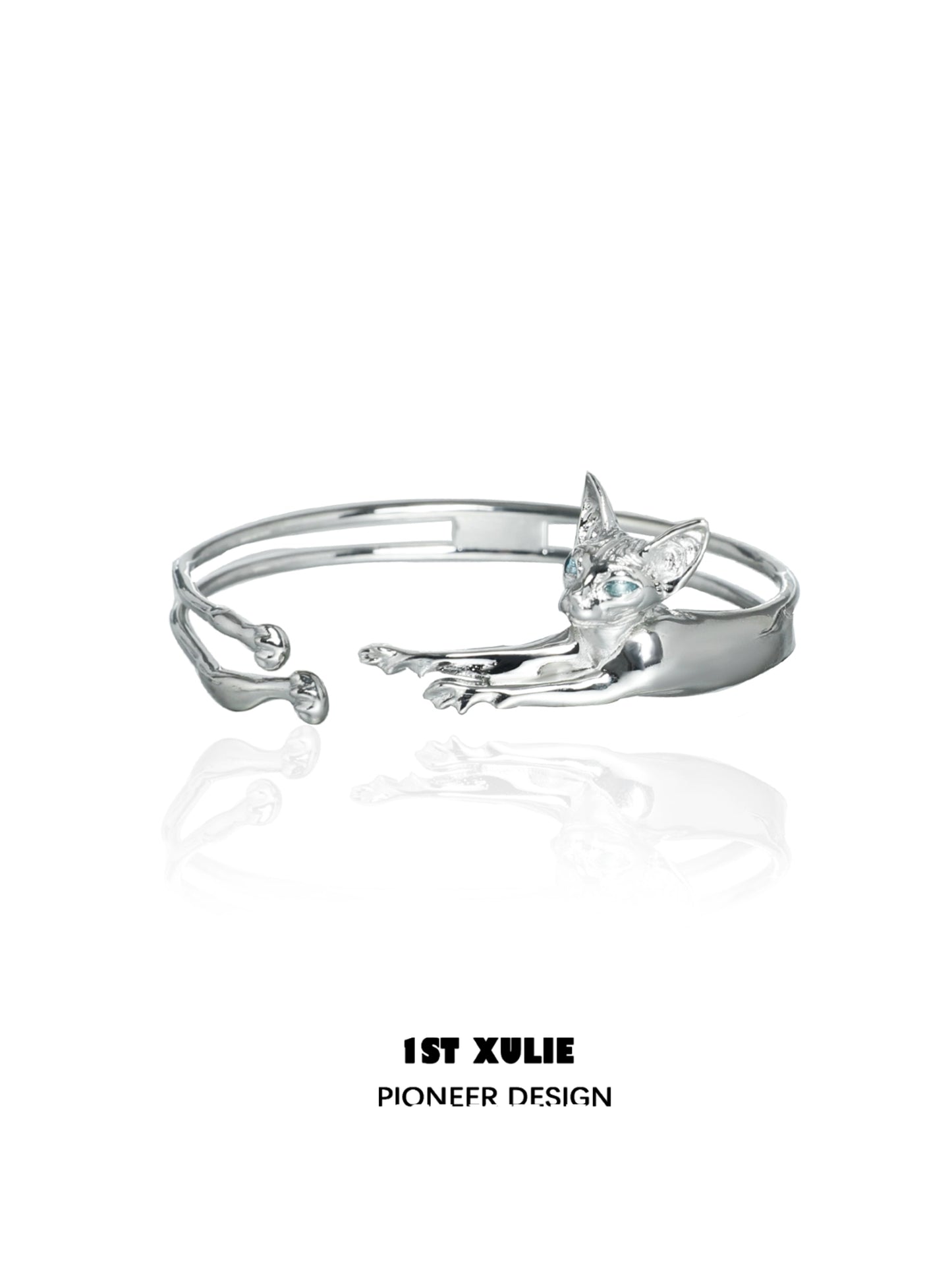 Peep Cat World Y2K Silver Bracelet