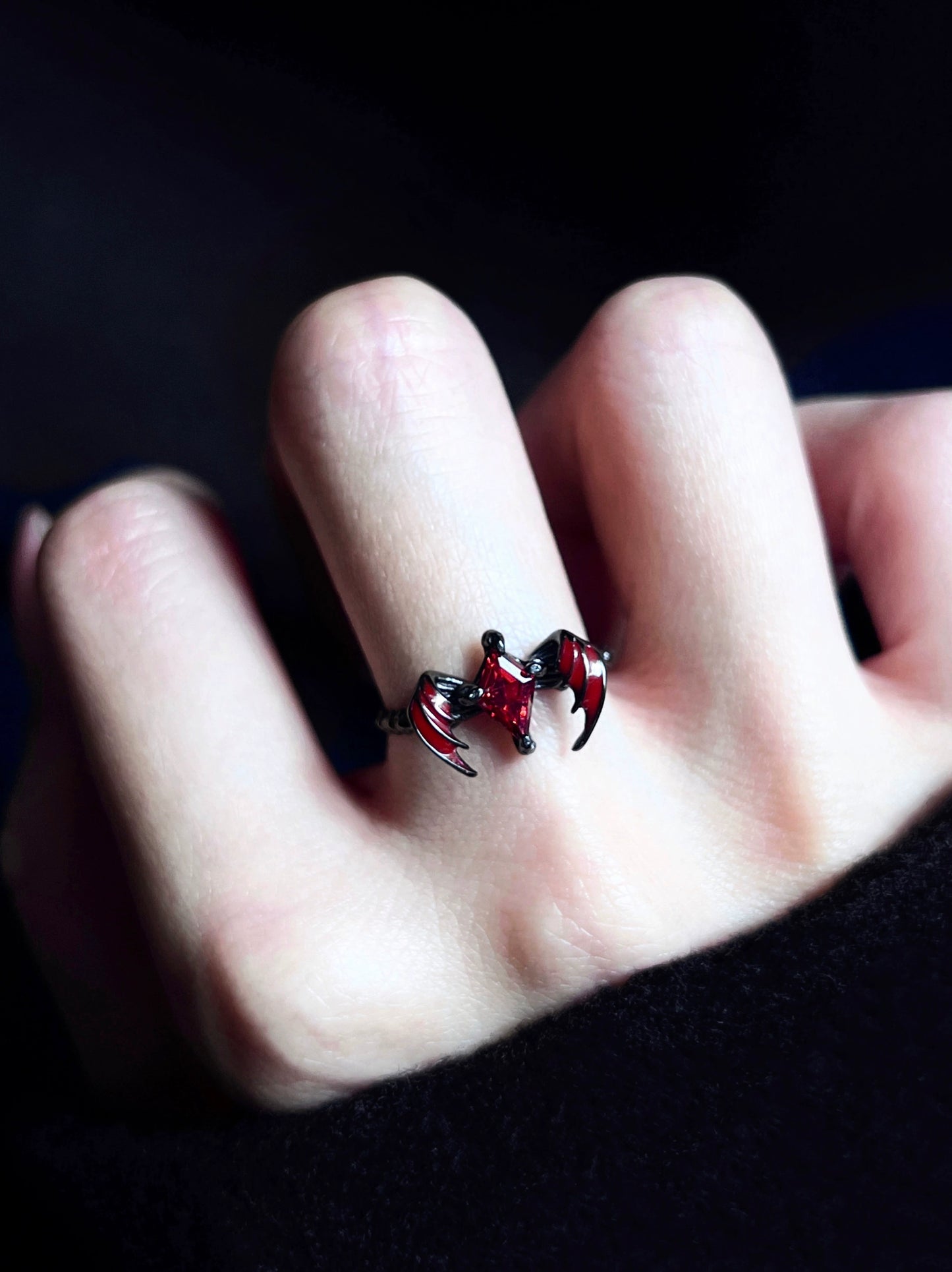 "Dragon Shadow" Red Zircon Ring