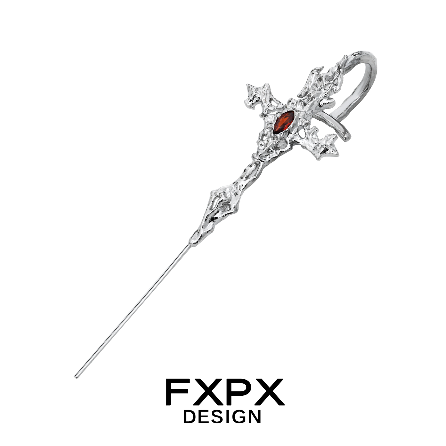 Y2K Grave Rose Cross Piercing Ear Needle