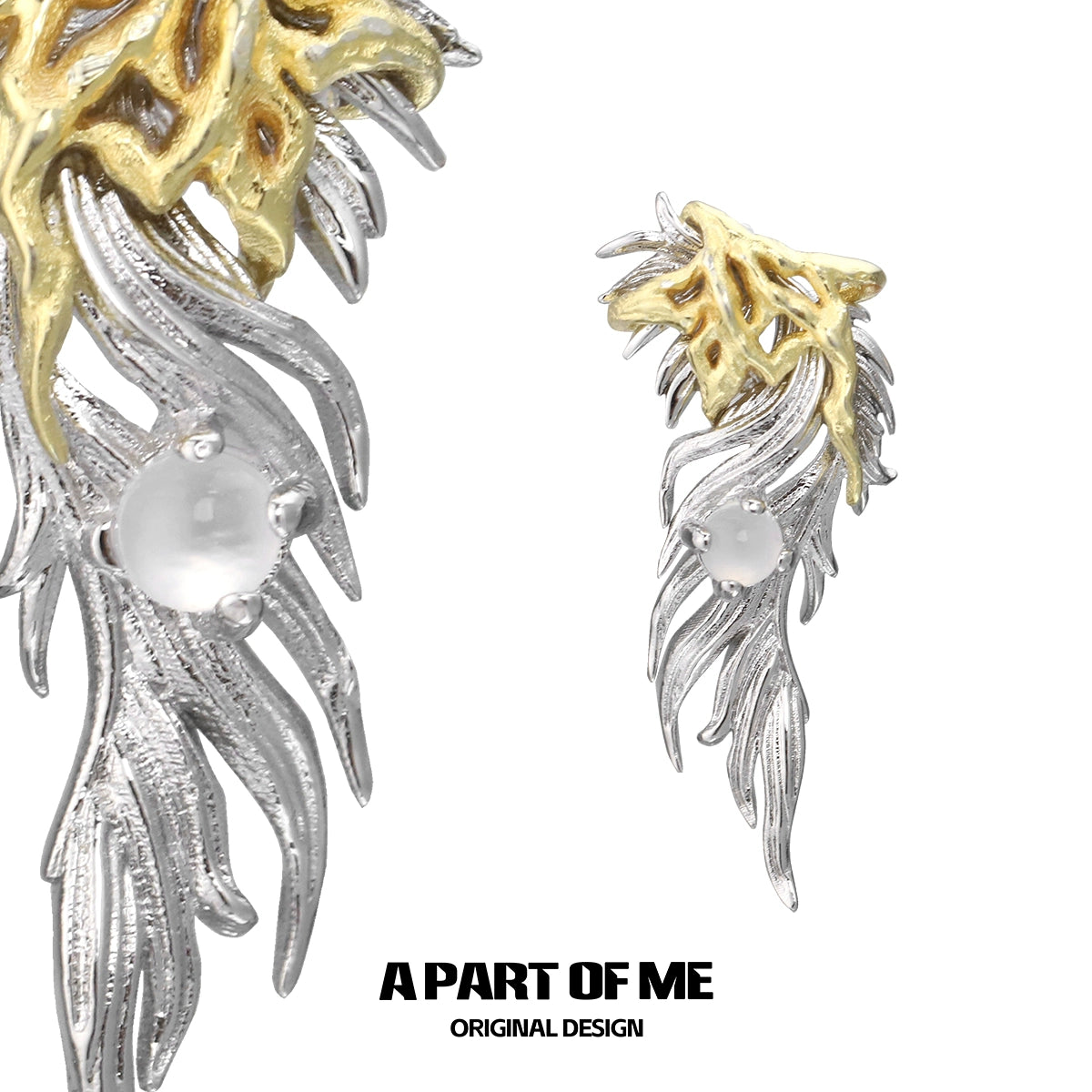 Golden Feather Agate Earrings
