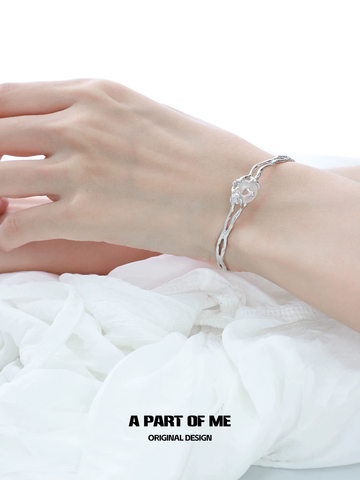 Moonlight Chalcedony Silver Bracelet