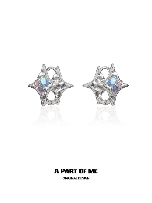 Rainbow Zircon Star Stud Earrings