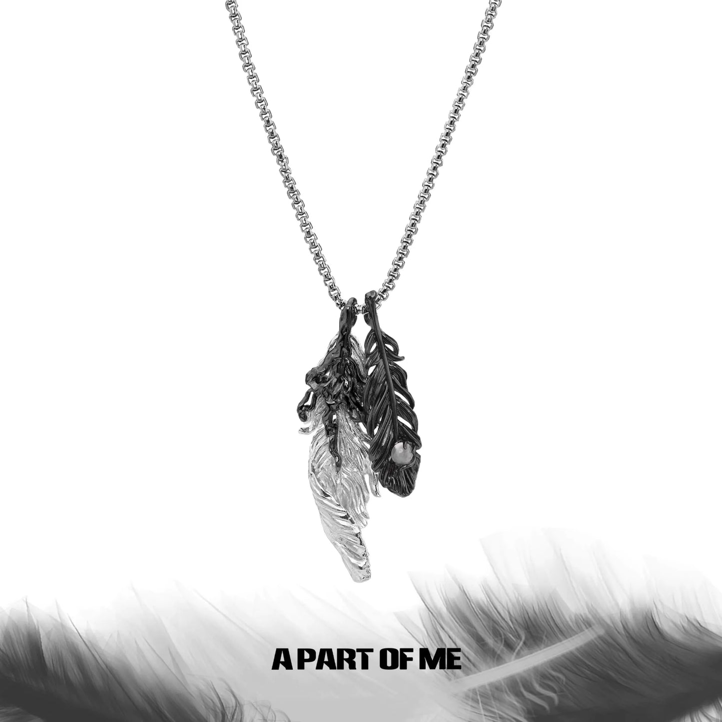Black White Feather Pendant