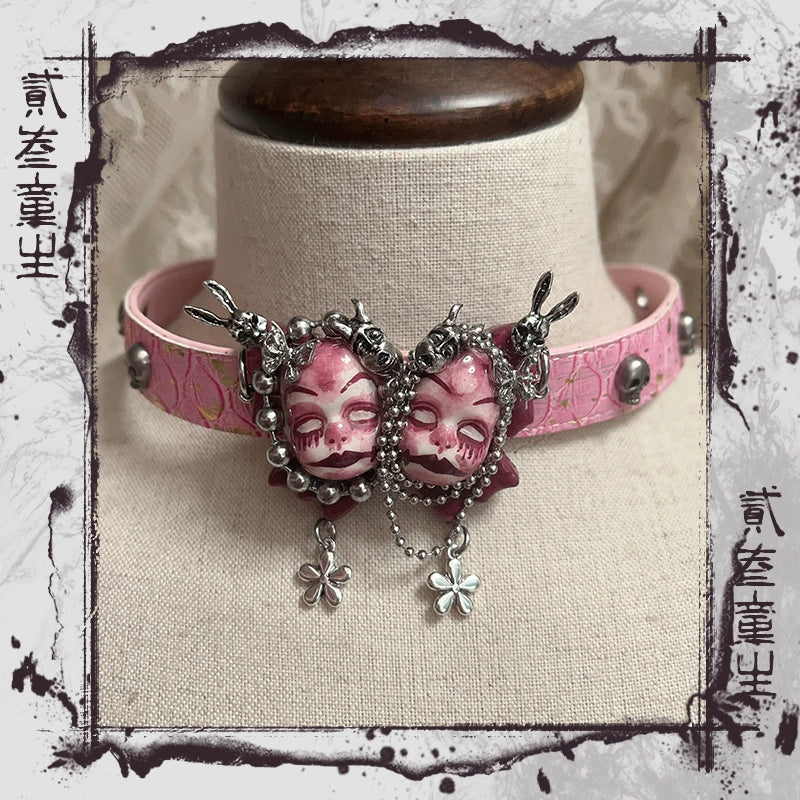 Choker-Ersan Tongsheng original Chinese punk niche design collarbone chain choker neck chain retro doll dark necklace